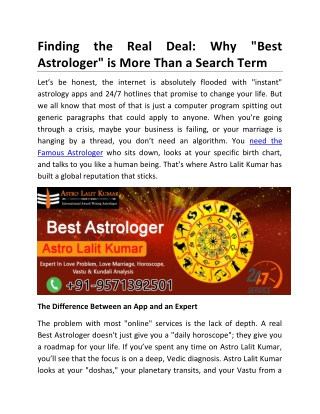 Finding the Real Deal: Why "Best  Astrologer" is More Than a Search Term