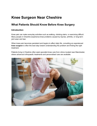 Knee Surgeon Near Cheshire – Knee Pain Treatment Guide