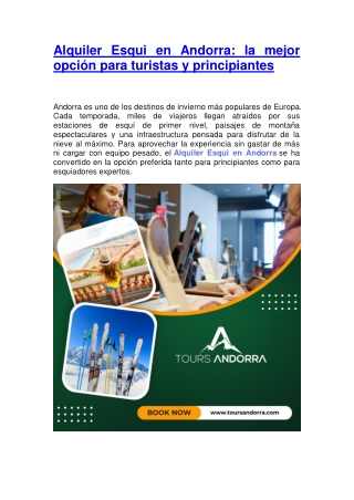 Alquiler Esqui en Andorra: la mejor opción para turistas y principiantes