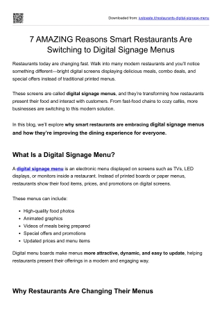 7 AMAZING Reasons Smart Restaurants Are Switching to Digital Signage Menus