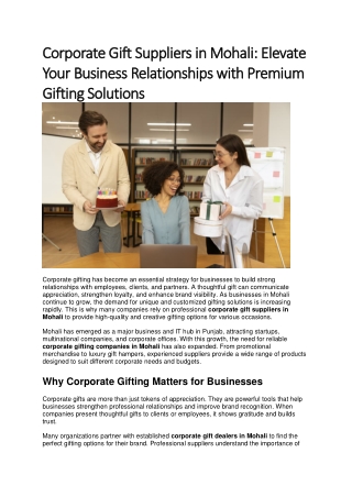 Corporate Gift Suppliers in Mohali Elevate Your Business Relationships with Premium Gifting Solutions