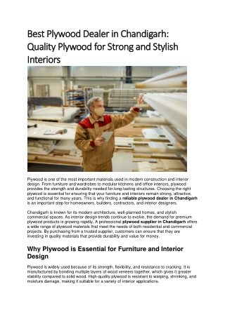 Best Plywood Dealer in Chandigarh Quality Plywood for Strong and Stylish Interiors