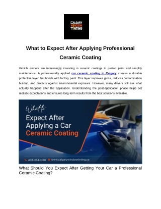 What to Expect After Applying Professional Ceramic Coating
