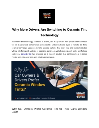 Why More Drivers Are Switching to Ceramic Tint Technology