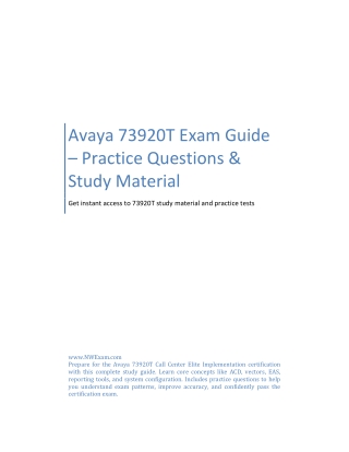 Avaya 73920T Exam Guide – Practice Questions & Study Material