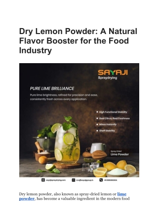 Dry Lemon Powder_ A Natural Flavor Booster for the Food Industry