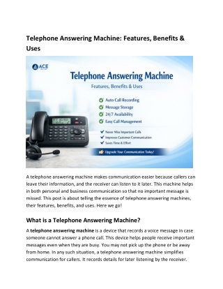 Telephone Answering Machine_ Features, Benefits & Uses