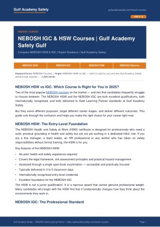 NEBOSH Courses at Gulf Academy Safety | NEBOSH Gold Learning Partner