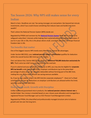 NPS TAX SAVINGS