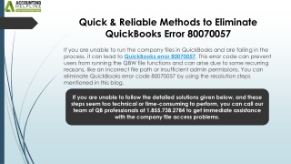 Effective Strategy to Fix QuickBooks Error 80070057