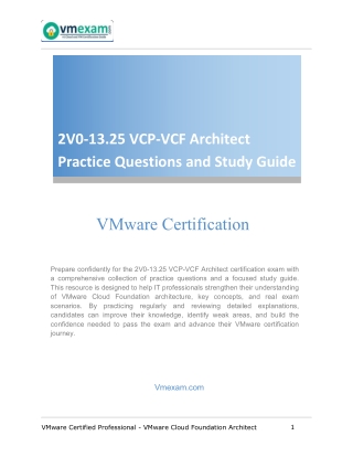 2V0-13.25 VCP-VCF Architect Practice Questions and Study Guide
