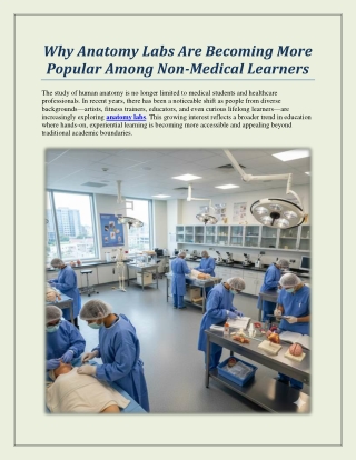 Why Anatomy Labs Are Becoming More Popular Among Non-Medical Learners