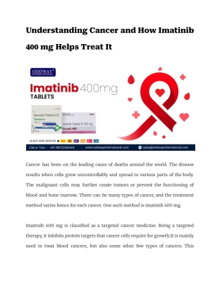 Understanding Cancer and How Imatinib 400 mg Helps Treat It