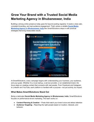 Grow Your Brand with a Trusted Social Media Marketing Agency in Bhubaneswar, India