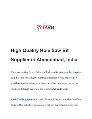 High Quality Hole Saw Bit Supplier in Ahmedabad, India