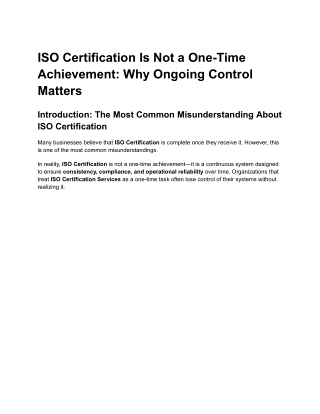 ISO Certification Is Not a One-Time Achievement_ Why Ongoing Control Matters