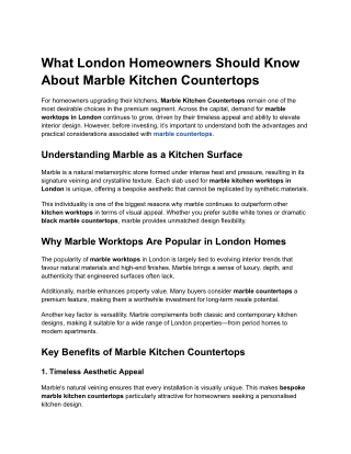 What London Homeowners Should Know About Marble Kitchen Countertops