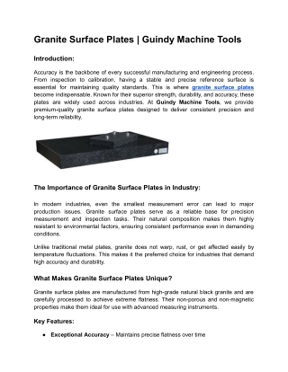 Granite surface plates | Guindy machine tools