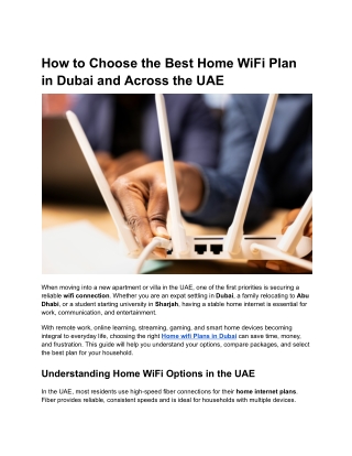 How to Choose the Best Home WiFi Plan in Dubai and Across the UAE