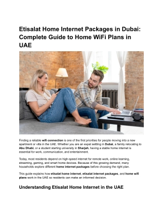 Etisalat Home Internet Packages in Dubai: Complete Guide to Home WiFi Plans