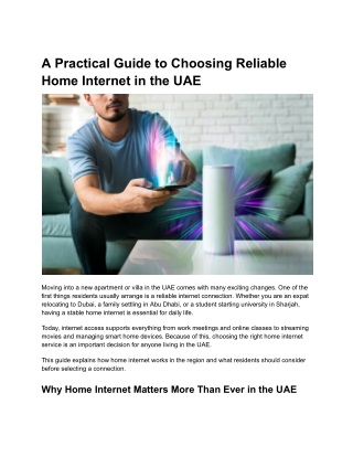 A Practical Guide to Choosing Reliable Home Internet in the UAE