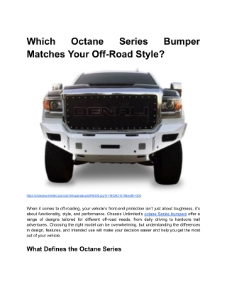 Which Octane Series Bumper Matches Your Off-Road Style_