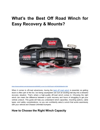 What’s the Best Off-Road Winch for Easy Recovery & Mounts_