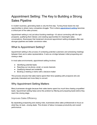 Appointment Setting_ The Key to Building a Strong Sales Pipeline