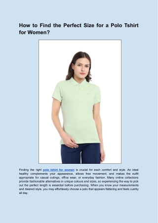 How to Find the Perfect Size for Polo Tshirt for Women?
