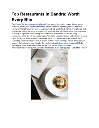 Top Restaurants in Bandra_ Worth Every Bite