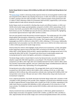 Bunker Barge Market to Surpass USD 6.8 Billion by 2032 with 4.9% CAGR Amid Risin