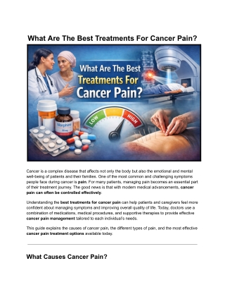 What Are The Best Treatments For Cancer Pain