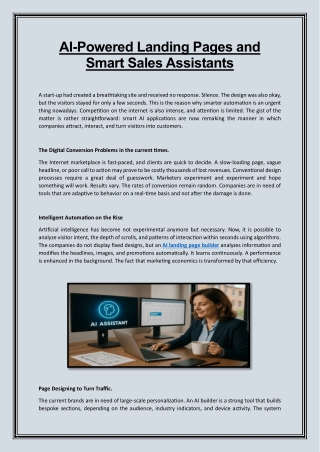 AI-Powered Landing Pages and Smart Sales Assistants
