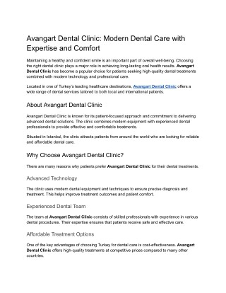 Avangart Dental Clinic_ Modern Dental Care with Expertise and Comfort