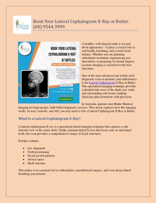 Book a Lateral Cephalogram at Butler Medical Imaging. (08) 9544 3999