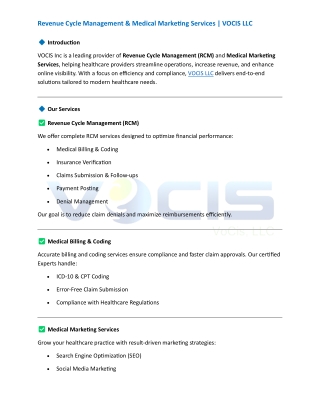 Comprehensive Revenue Cycle Management & Medical Marketing Services