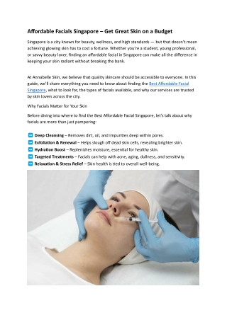 Best Affordable Facials Singapore