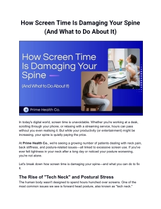 How Screen Time Is Damaging Your Spine and How to Relieve It
