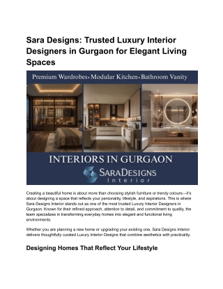Sara Designs _ Trusted Luxury Interior Designers in Gurgaon for Elegant Living Spaces (1)