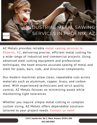 Industrial Metal Sawing Services in Phoenix, AZ