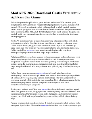 Mod APK 2026 Download Gratis Versi untuk Aplikasi dan Game