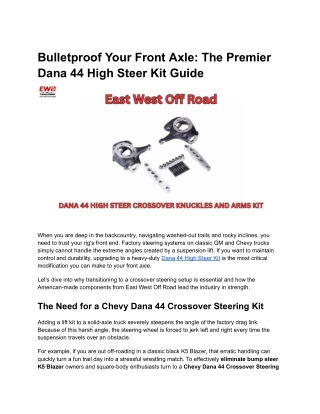HD Chevy Dana 44 Crossover Steering Kit | East West Off Road