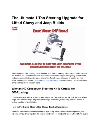 Ultimate 1-Ton Steering Upgrade: Chevy & Jeep High Steer Kit