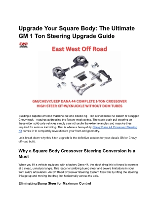 Square Body Crossover Steering Conversion | GM 1-Ton Upgrade