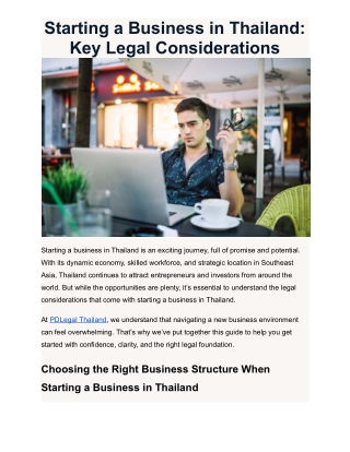 Starting a Business in Thailand: Key Legal Considerations
