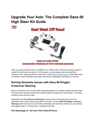 Dana 60 High Steer Kit | 1-Ton Crossover Steering Upgrade