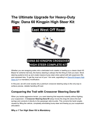 Dana 60 High Steer Billet Arms | Complete Kingpin Kit