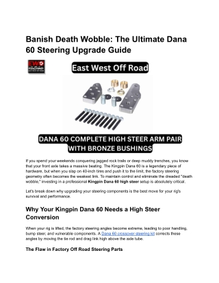 Banish Death Wobble: Dana 60 High Steer & Bronze Bushings Guide