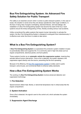 Bus Fire Extinguishing System