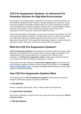 Co2 Fire Suppression Systems
